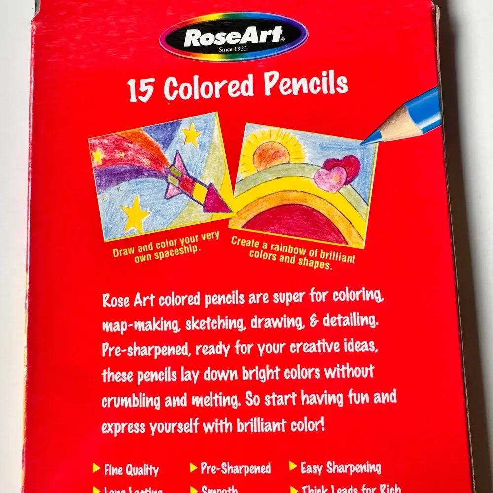 RoseArt colored pencils set of 15 Vintage 2004 New Old Stock Y2K